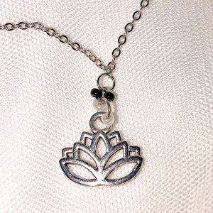 Hand made lotus necklace, lobster clasp, seed beads